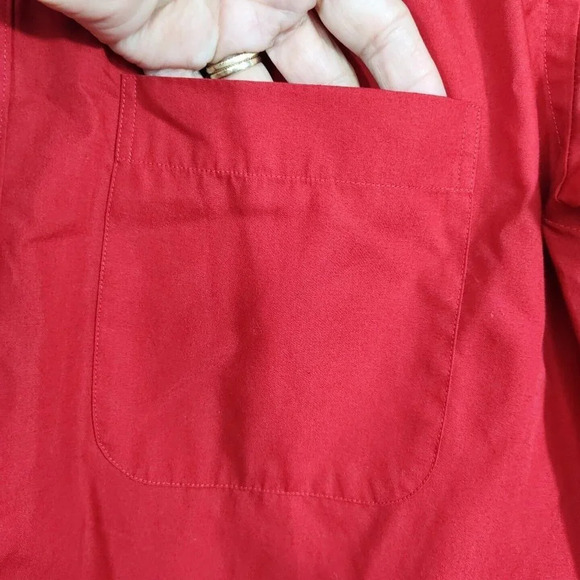 Modena Red Button Up Dress Shirt Men Size 15 32 33 Long Sleeve Pocket Business - Picture 3 of 7